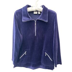 CHICO’S Zenergy Purple Velour Quarter Zip Pullover Jacket | Size 0 Small